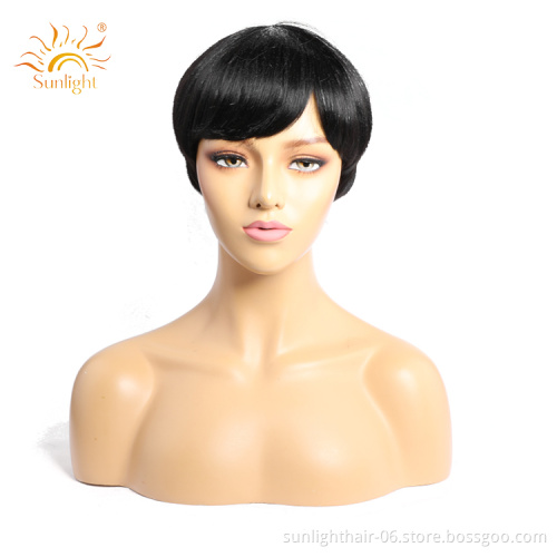 Wholesale New Sunlight hair pixie cut short hair wigs 150 density 100 % brazilian indian human hair straight bob wig short wig